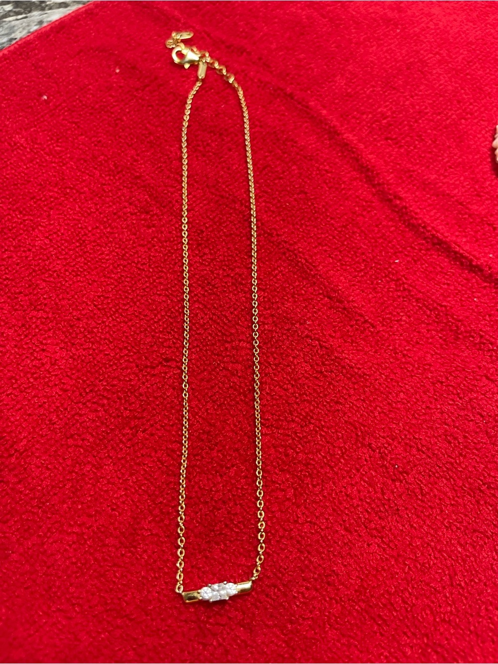OOTDY Women's Gold Dainty 3-Stone Bar Necklace Minimalist Layering Aesthetic CZ - Picture 2 of 7